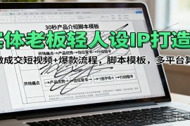 实体老板轻人设IP打造课：做成交短视频+爆款流程，脚本模板，多平台算法