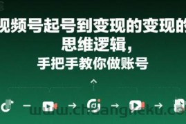 视频号起号到变现的思维逻辑，手把手教你做账号
