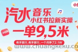 汽水音乐小红书拉新实操，，一单9.5米，有手就行，一个月挣了2.1W