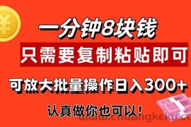 （11627期）1分钟做一个，一个8元，只需要复制粘贴即可，真正动手就有收益的项目