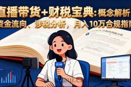 （16444期）直播带货+财税宝典：概念解析、资金流向、涉税分析，月入10万合规指南
