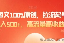 爆款图文100%原创，拉流起号，日入500+，高流量高收益【揭秘】