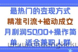 小众赛道玩法：当下最热门的变现方式，精准引流+被动成交月利润5k+操作简单，适合兼职人群