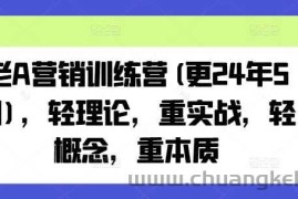 老A营销训练营(更24年10月)，轻理论，重实战，轻概念，重本质