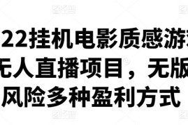 2022挂机电影质感游戏类无人直播项目，无版权风险多种盈利方式