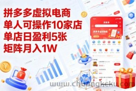 拼多多虚拟电商，单人可操作10家店，单店日盈利5张，矩阵月入1W+【揭秘】