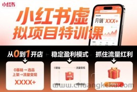 小红书虚拟项目特训课，帮你从0到1打造稳定盈利的店铺，抓住流量红利（更新9月）