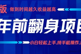 年前翻身项目，新手小白月入3w+，纯手机一条龙实操玩法