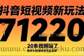 抖音短视频新玩法，20条视频挣了1w+，新手小白当天也可以出单