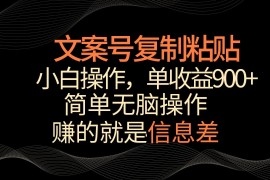 文案号掘金，简单复制粘贴，小白操作，单作品收益900+