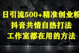 日引流500+精准创业粉，抖音共情自热打法，工作室都在用的方法