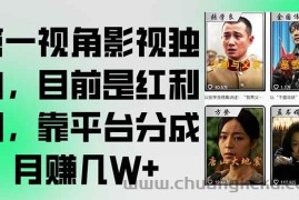 （15310期）第一视角影视独白，目前是红利期，靠平台分成月赚几W+