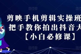 剪映手机剪辑实操班-手把手教你拍出抖音大片【小白必修课】