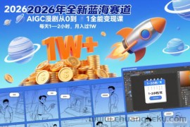2026年全新蓝海赛道AIGC漫剧从0到1全能变现课，每天1—2小时，月入过1W