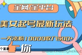 全网，全平台，美女起号最新玩法一天涨粉10000收入500+【揭秘】