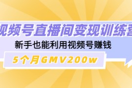 （4468期）视频号直播间变现训练营：新手也能利用视频号赚钱，5个月GMV200w