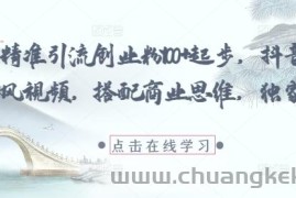 每日精准引流创业粉100+起步，抖音爆火国学风视频，搭配商业思维，独家思路
