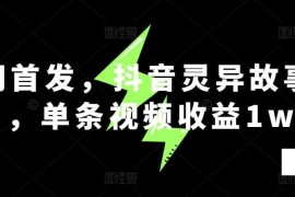 全网首发，抖音灵异故事项目，单条视频收益1w+