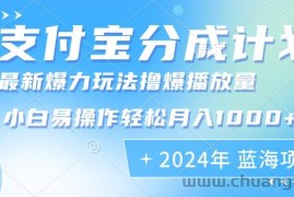 （12992期）2024年支付宝分成计划暴力玩法批量剪辑，小白轻松实现月入1000加