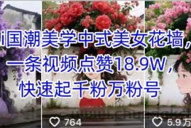 Ai国潮美学中式美女花墙，一条视频点赞18.9W，快速起千粉万粉号