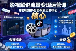 影视解说流量变现运营课，带你触碰抖音影视真正的核心