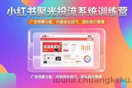（15407期）小红书聚光投流系统训练营，广告预算分配，内容优化技巧，团队执行管理