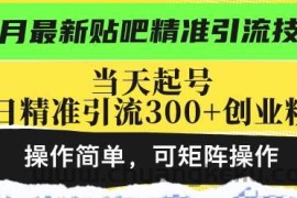 （13272期）最新贴吧精准引流技术，当天起号，日精准引流300+创业粉，操作简单，可…