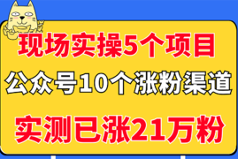 （2947期）现场实操5个公众号项目，10个涨粉渠道，实测已涨21万粉！