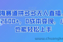 蓝海赛道拼多多无人直播，日入2600+，0成本变现，小白也能轻松上手【揭秘】