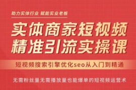 网红叫兽·抖音短视频seo搜索排名优化，实体商家短视频，精准引流实操课