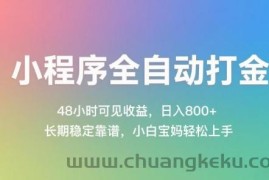 小程序全自动打金，48小时可见收益，日入几张，长期稳定靠谱，简单易上手【揭秘】