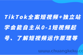 TikTok全案短视频+独立站，学会能自主从0-1短视频起号、了解短视频运作原理等