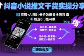 抖音小说推文干货实操分享，混剪+AI图片卡特效爆量全流程，0粉丝0门槛可做
