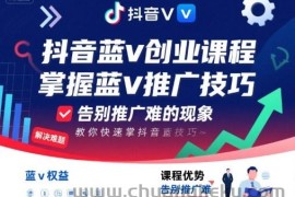 抖音蓝v创业课程，教你快速掌握抖音蓝v推广技巧，告别推广难的现象