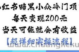 小红书暗黑小众冷门项目每天变现2张当天可能就会有收益