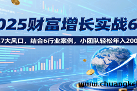 2025财富增长实战6.0，聚焦7大风口，结合6行业案例，小团队轻松年入200万！