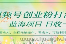 视频号创业粉打法，日入1k，蓝海项目，市场需求大，全程无脑操作，可复制