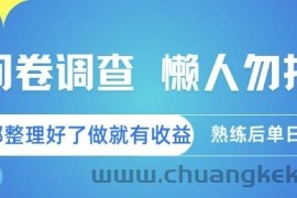 问卷调查，懒人勿扰，问卷都整理好了单价不等，做就有收益，熟练后单日3张【揭秘】