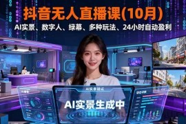 （16355期）抖音无人直播课(10月)，AI实景、数字人、绿幕、多种玩法、24小时自动盈利