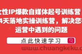 女性IP爆款自媒体起号训练营，14天落地实操训练营，解决您在运营中遇到的问题