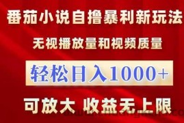 番茄小说自撸暴利新玩法，无视播放量，轻松日入1k，可放大，收益无上限【揭秘】