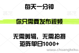 （12538期）矩阵单日1000+，你只需要发布视频，用时一分钟，无需剪辑，无需拍摄