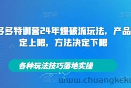 拼多多特训营24年爆破流玩法，产品决定上限，方法决定下限，各种玩法技巧落地实操