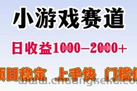 25年暑期高收益项目，小游戏赛道一天收益1-2k+ 稳定项目，上手快，门槛低【揭秘】
