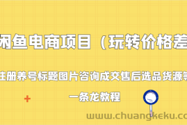 闲鱼电商项目（玩转价格差）：注册养号标题图片咨询成交售后选品货源等，一条龙教程