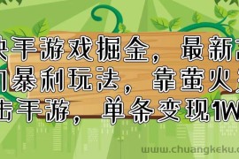 （11851期）快手游戏掘金，最新冷门暴利玩法，靠萤火突击手游，单条变现1W+