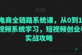 直播电商全链路系统课，从0到1·直播短视频系统学习，短视频创业者的实战攻略