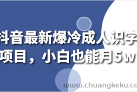 抖音最新爆冷成人识字项目，小白也能月5w