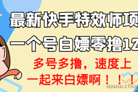 （3174期）【高端精品】最新快手特效师项目，一个号白嫖零撸120块，多号多撸