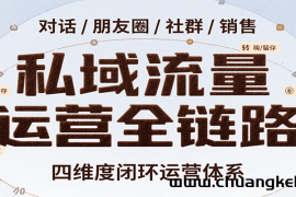 私域流量运营全链路，开场对话设计、朋友圈运营、社群管理、一对一销售SOP